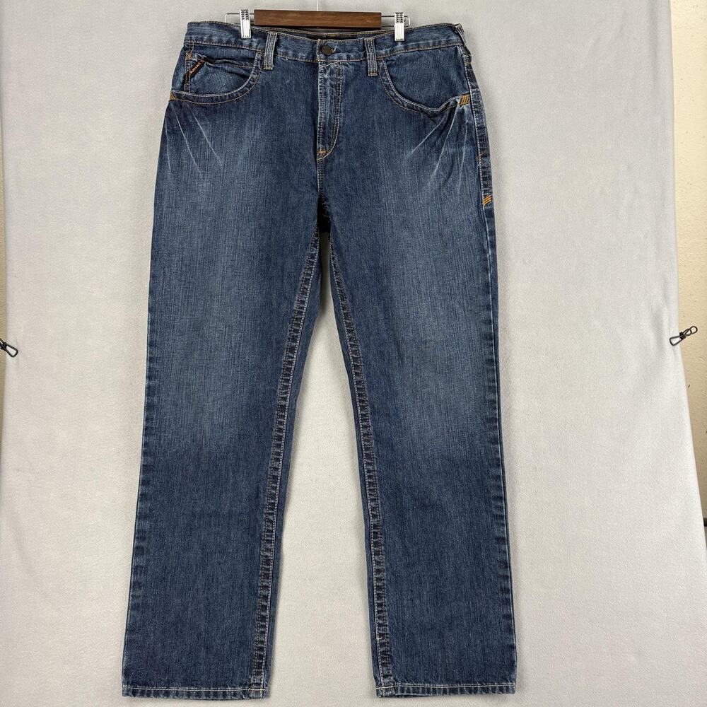 Ariat Work FR M3 Jeans Mens 38x34 Medium Blue Relaxed Straight Flame Resistant